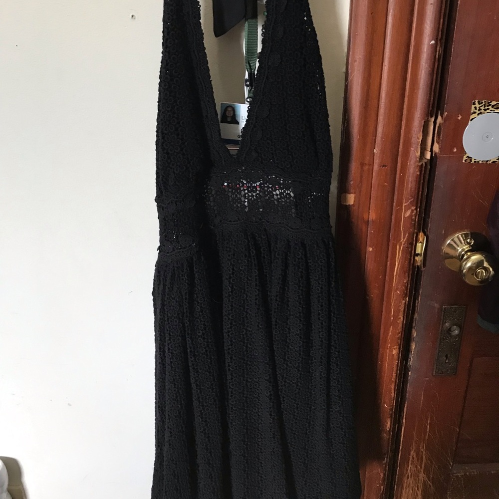 Free People halter dress bow top floral stitching